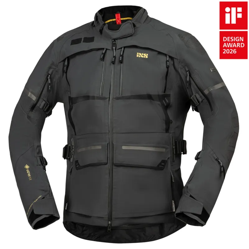 Bunda iXS TOURSTER-GTX 1.0 – Tmavě šedá (Zkrácená) 3-vrstvý GORE-TEX® laminát, certifikace AAA a SuperFabric® - Velikosti K4XL Dokud Zásoby Vydrží