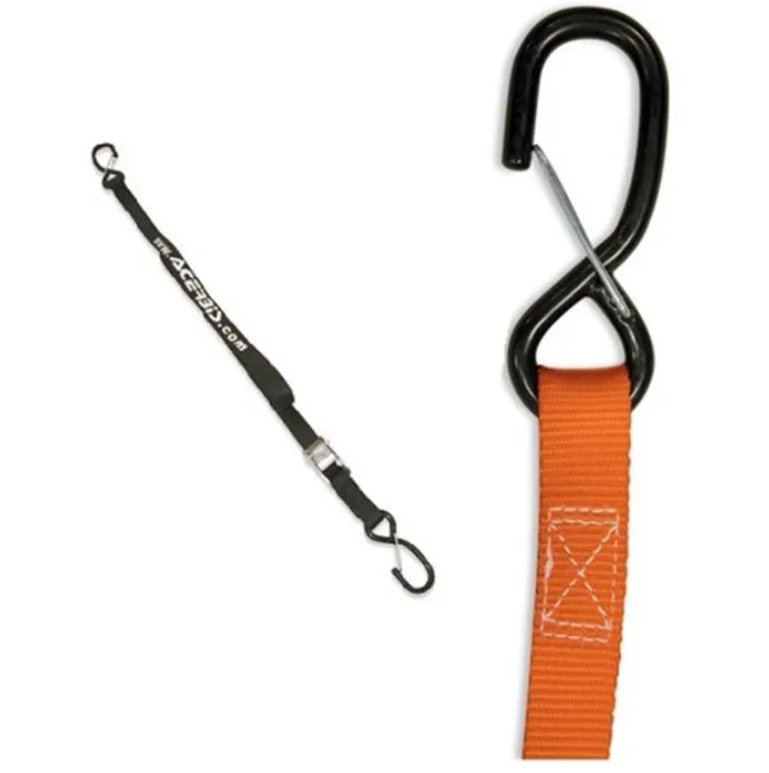 A Upínací kurty s háky - přepravní popruhy ACERBIS TIE DOWNS délka 200 cm, šířka 2,5 cm, barva oranžová - pár Rychlé Dodání
