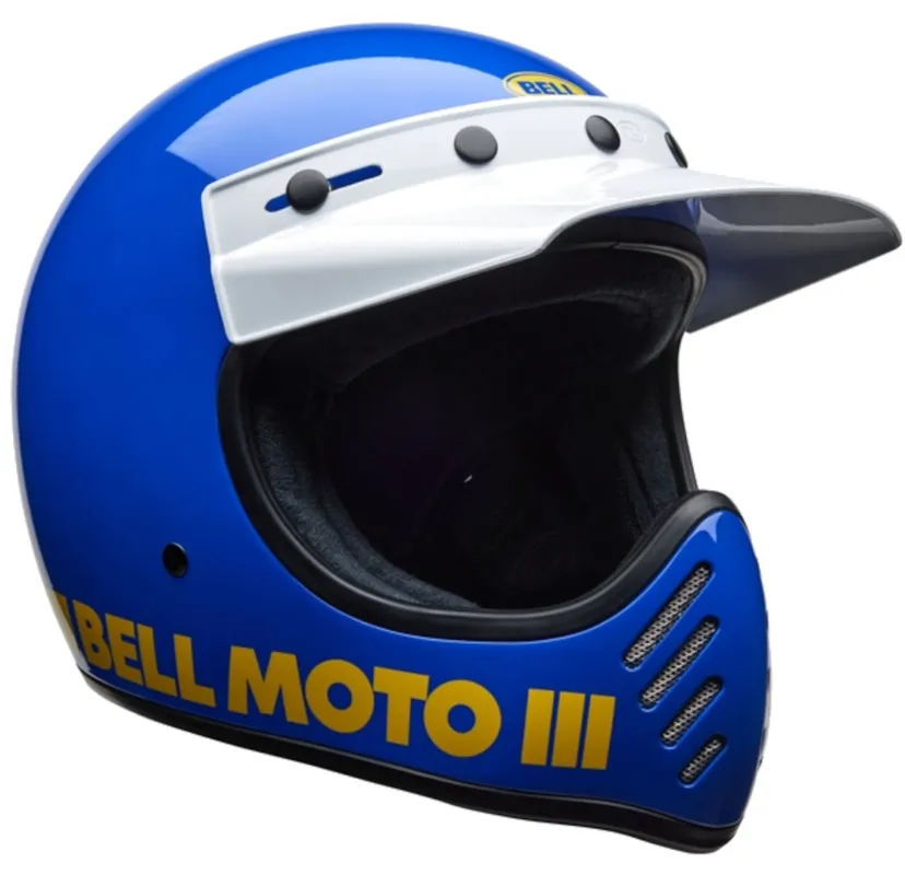 Bell Moto-3 Classic Motokrosová přilba modrá/bílá/žlutá - L (59/60) Levný