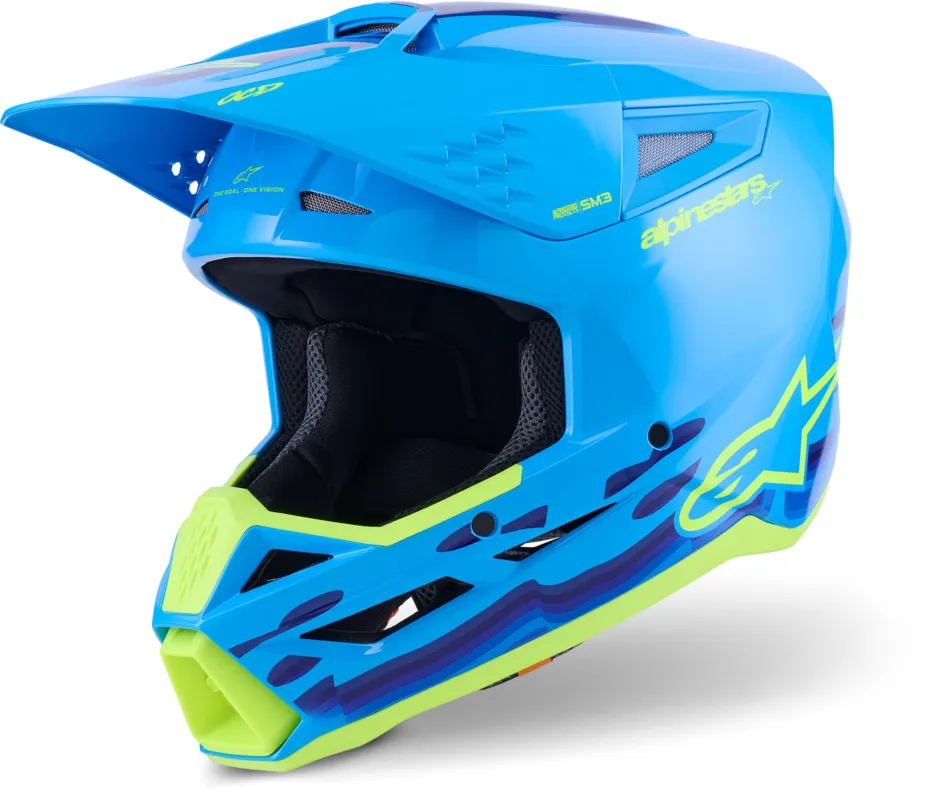 Alpinestars S-M3 Force Motokrosová přilba modrá/žlutá - XXL (63/64) Nejlepší Volba