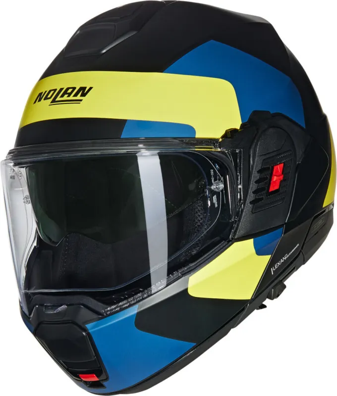 Nolan N120-1 Omocromo N-Com Přilba Černá/modrá/žlutá - XXL (64) Expresní Doručení