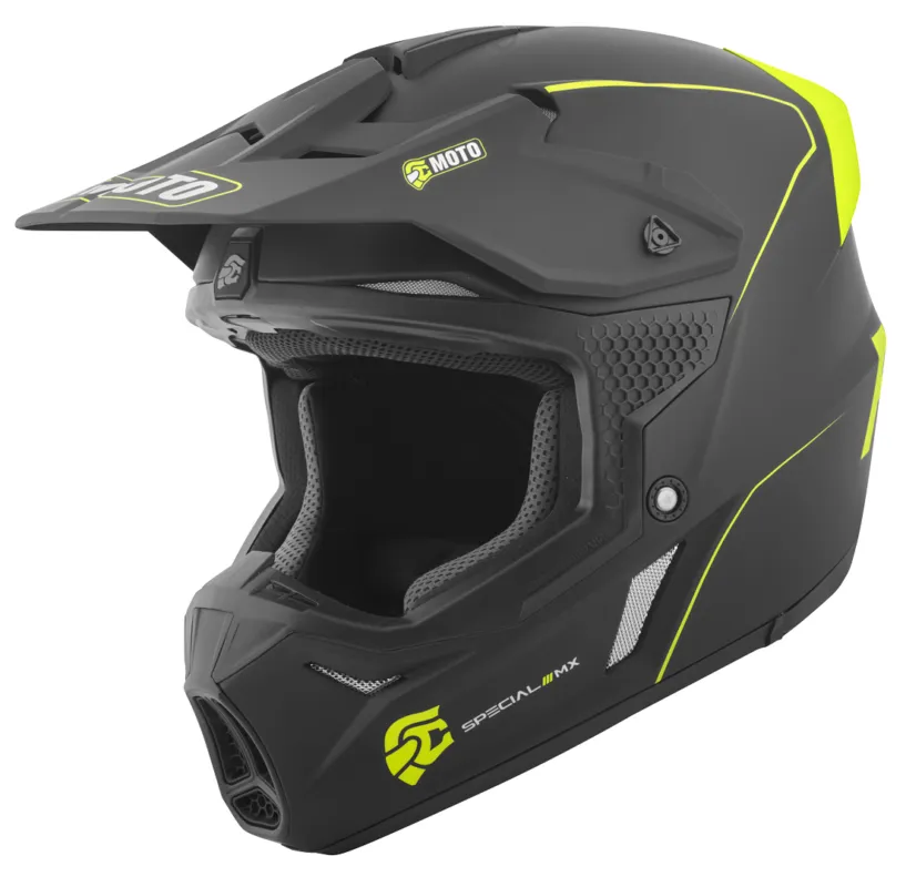FC-Moto Merkur Straight Motokrosová přilba černá/žlutá - XL Zlevněný