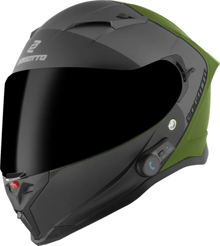 Bogotto H153 BT SPN Bluetooth Přilba černá matná/zelená - S Levný