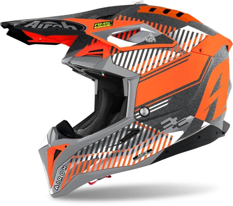 Airoh Aviator 3 Wave Carbon Motokrosová přilba oranžová - XXL (63) Sleva
