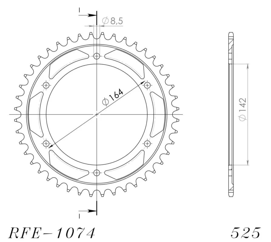 Nejprodávanější Řetězová rozeta SUPERSPROX RFE-1074 44-BLK černý 44 zubů, 525