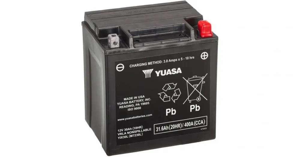 Motobaterie 12V, YIX30L, 31,6Ah, 400A, bezúdržbová SUPER MF AGM 166x126x175, YUASA originál (aktivovaná ve výrobě) M310-372 Přímo Od Výrobce