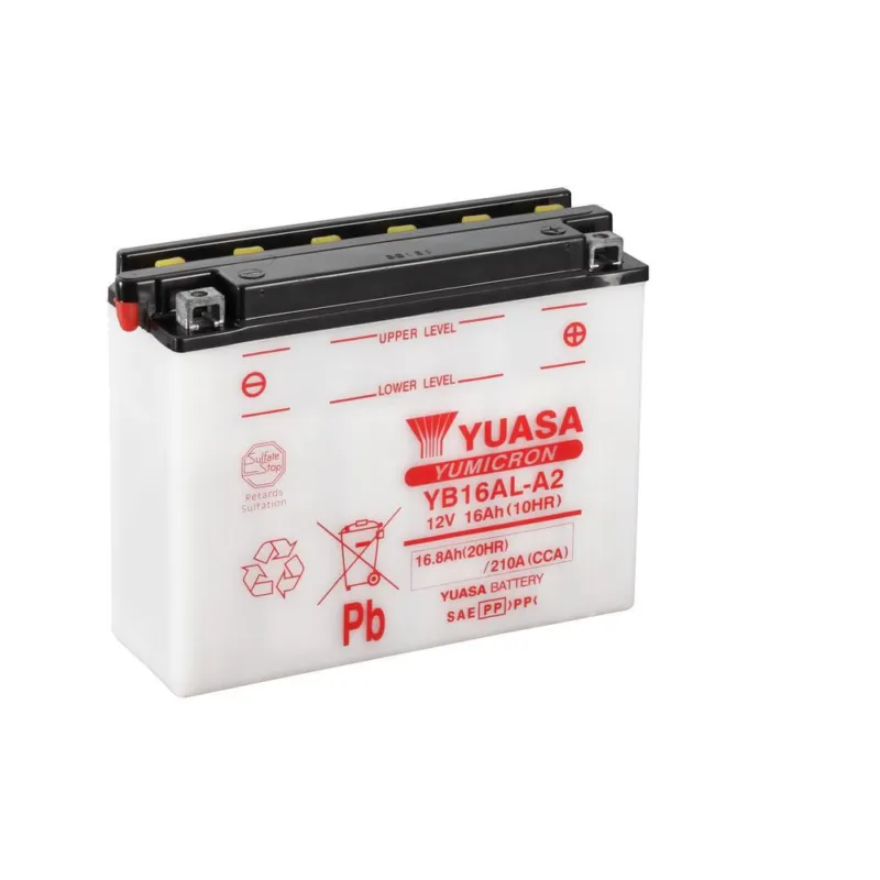 Ověřený Yumicron akumulátor vč. kyseliny YUASA YB16AL-A2